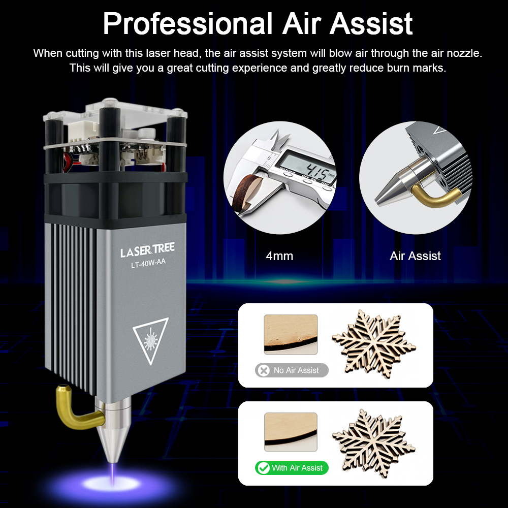 LASER TREE 5W Air Assist Metal - đánh giá và giá Metal Laser Cutter Head