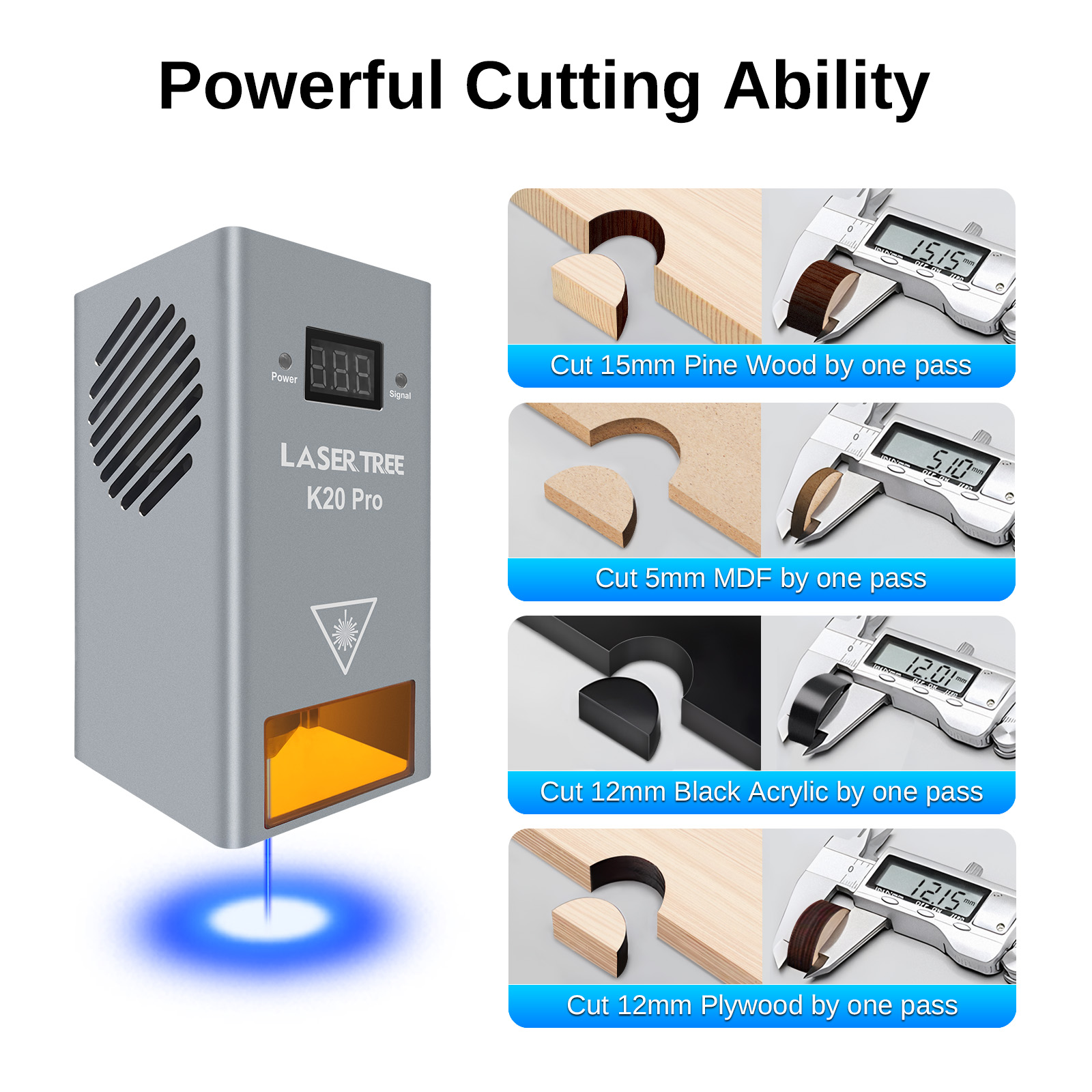 LASER TREE K20 20W Optical Pow - đánh giá và giá Metal Laser Cutter Head