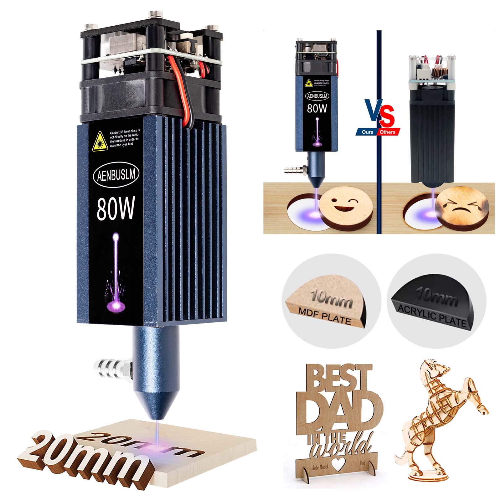 AENBUSLM 40W 80W Laser Engravi - đánh giá và giá Metal Laser Cutter Head