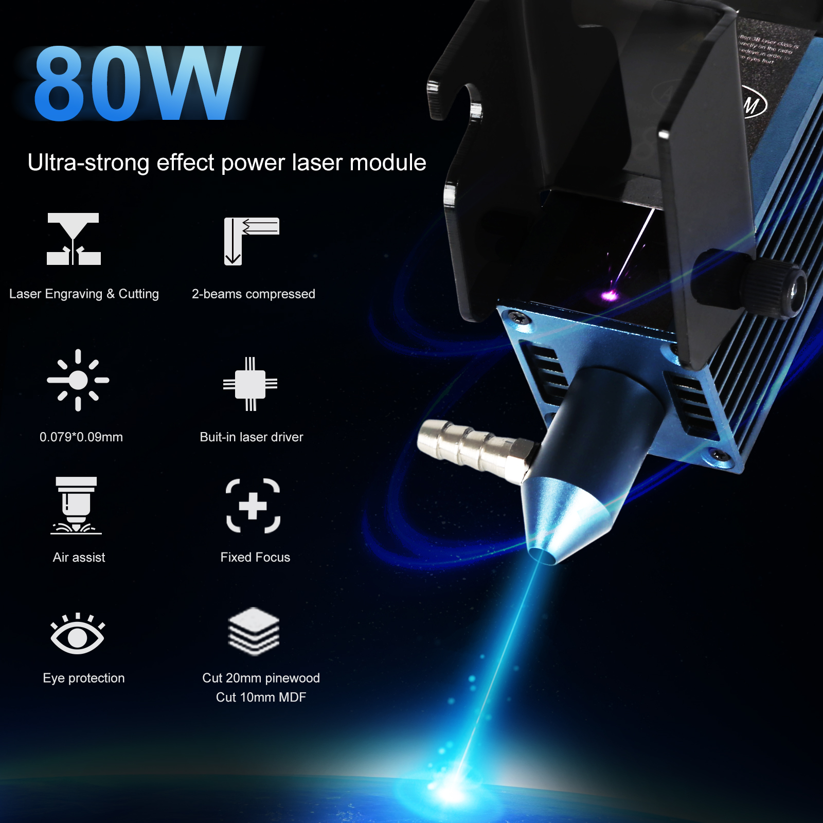 AENBUSLM 40W 80W Laser Engravi - đánh giá và giá Metal Laser Cutter Head